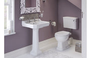 Victorian Style Low Level Toilet with Grey Seat Wood Soft Close Seat