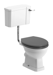 Victorian Style Low Level Toilet with Grey Seat Wood Soft Close Seat