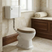 Victorian Style Low Level Toilet with Matt Latte Soft Close Seat