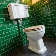 Victorian Style Low Level Toilet with Matt Latte Soft Close Seat