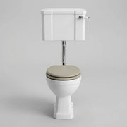 Victorian Style Low Level Toilet with Matt Latte Soft Close Seat