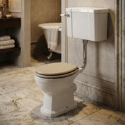 Victorian Style Low Level Toilet with Matt Latte Soft Close Seat