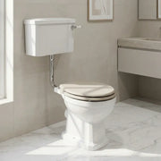 Victorian Style Low Level Toilet with Matt Latte Soft Close Seat