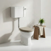 Victorian Style Low Level Toilet with Matt Latte Soft Close Seat