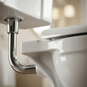 Victorian Style Low Level Toilet With Satin White Wood Soft Close Seat