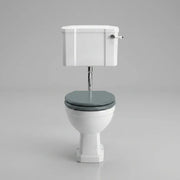 Victorian Style Low Level Toilet With Sea Green Soft Close Seat