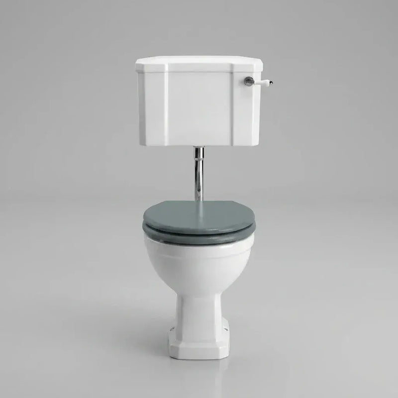 Victorian Style Low Level Toilet With Sea Green Soft Close Seat