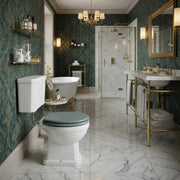 Victorian Style Low Level Toilet With Sea Green Soft Close Seat