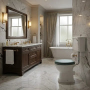 Victorian Style Low Level Toilet With Sea Green Soft Close Seat