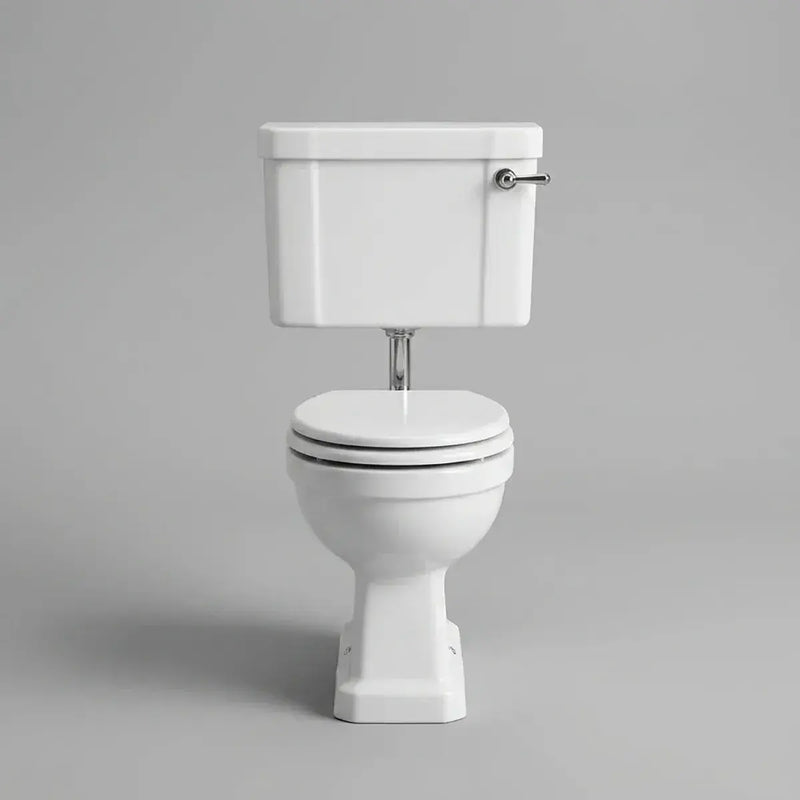 Victorian Style Low Level Toilet With White Soft Close Seat