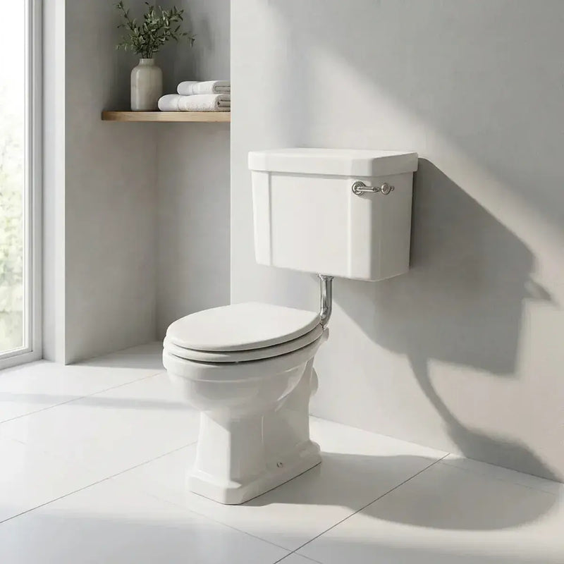 Victorian Style Low Level Toilet With White Soft Close Seat