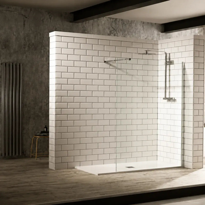 Walk-In Shower Screen with Chrome Profile & 8mm Toughened Glass - 700mm