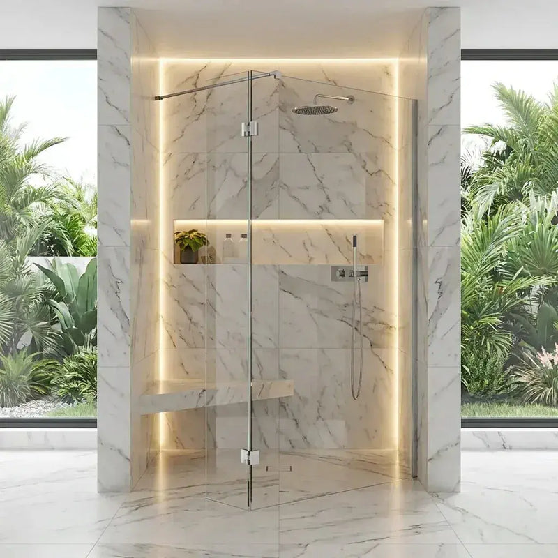 Walk-In Shower Screen with Chrome Profile & 8mm Toughened Glass - 1000mm