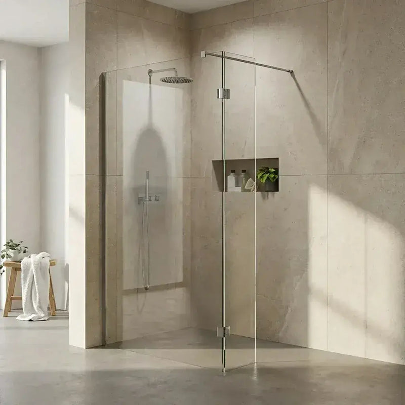 Walk-In Shower Screen with Chrome Profile & 8mm Toughened Glass - 1000mm