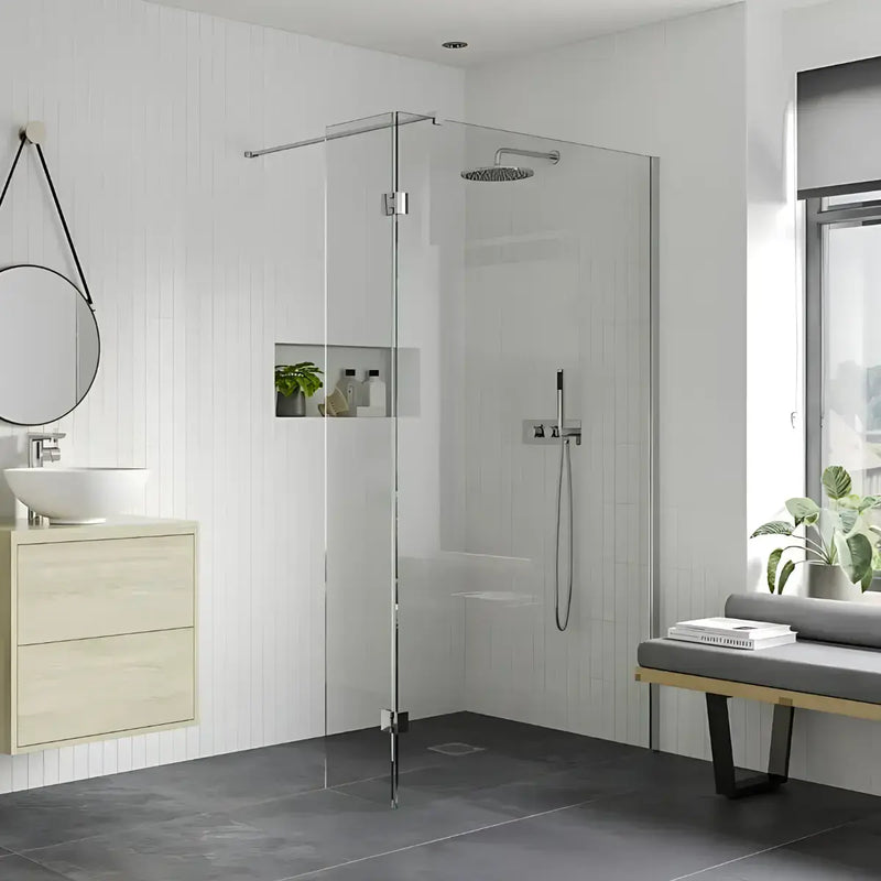 Walk-In Shower Screen with Chrome Profile & 8mm Toughened Glass - 1000mm