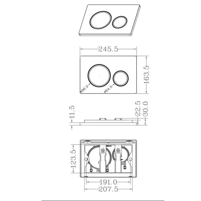 Wall Hung 1.1m Toilet Frame and Cistern inc Round Flushplate