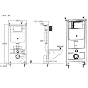 Wall Hung 1.1m Toilet Frame and Cistern inc Square Flushplate
