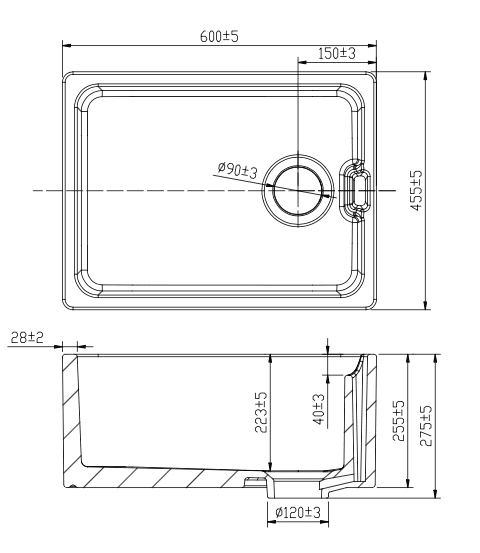 Warwick Belfast Sink with Back 600 x 455mm