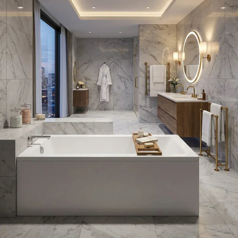 Zenith 5mm Square Single Ended Bath - 1600x700mm