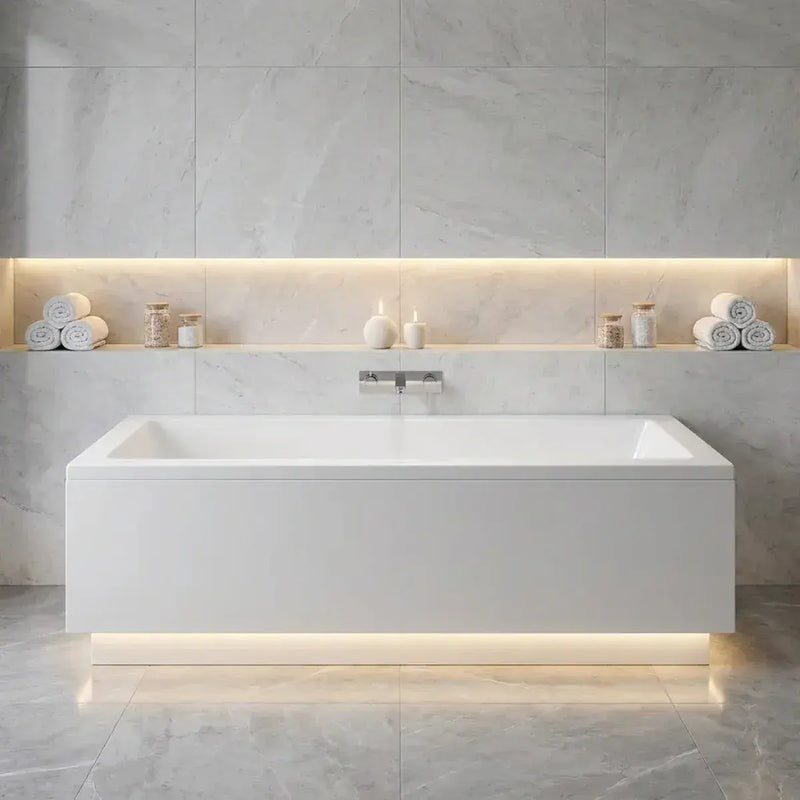 Zenith 5mm Square Single Ended Bath - 1600x700mm